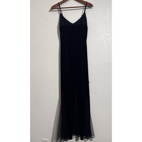 Vintage Xscape Velvet Stretch Flare Hem Maxi Black Y2K Whimsigoth Dress Size 6 - Picture 7 of 13